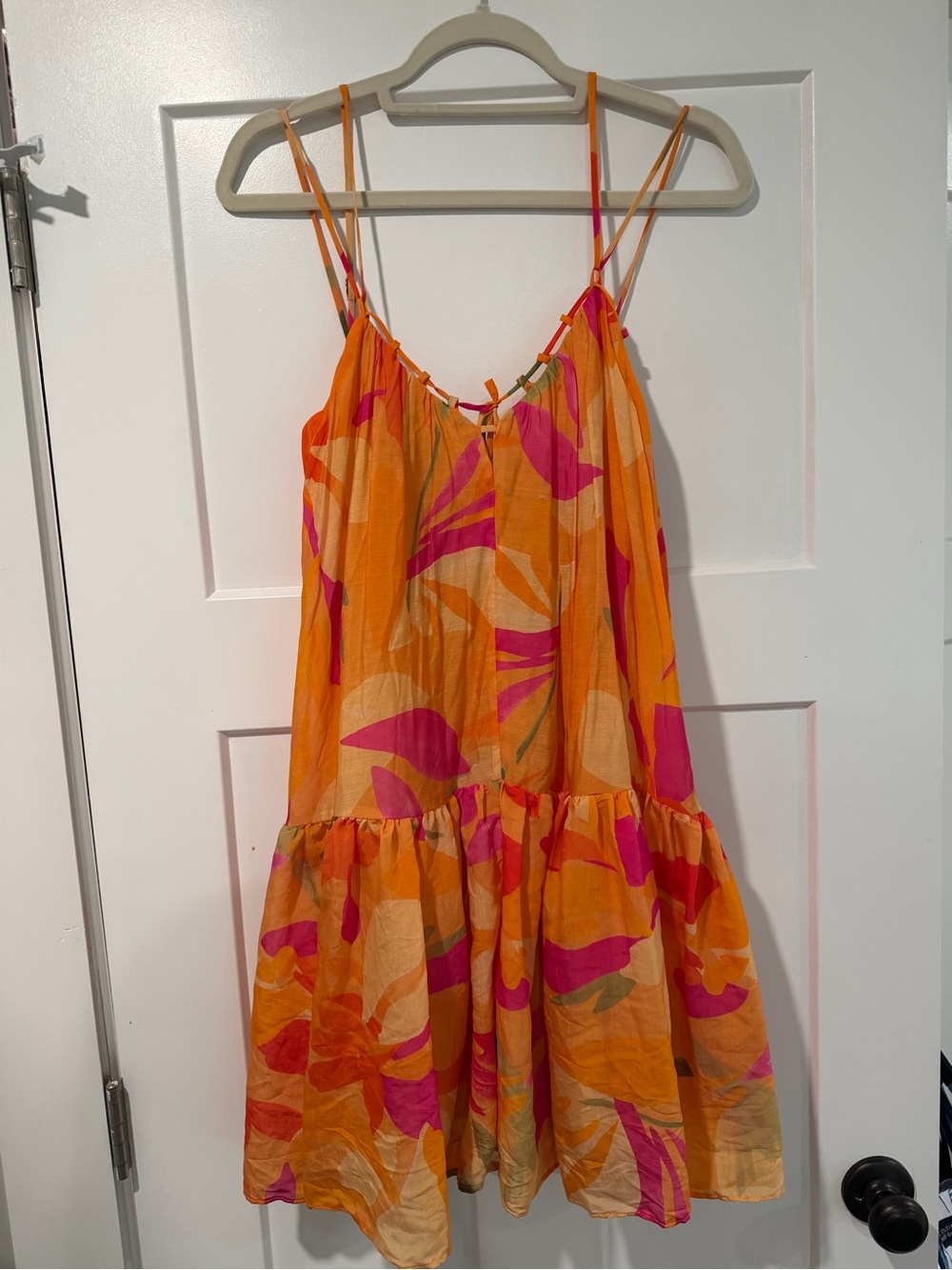Astr Orange & Pink Floral Tiered Sundress